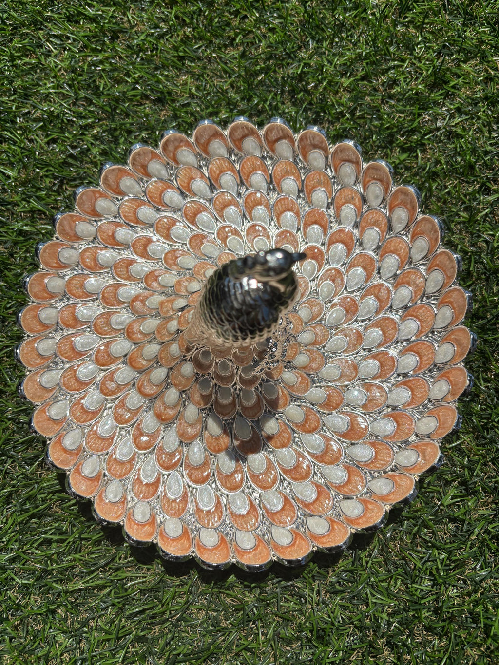 German Silver Peacock Jewelry Tray