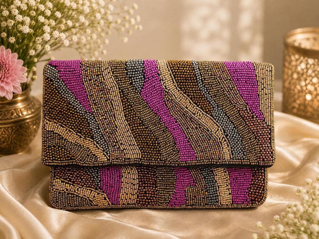 Handmade Beaded Clutch Bag | Multicolor Evening Purse | Wedding Party Envelope Clutch | Bridal & Bridesmaid Gift