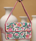 Hand Beaded Floral Shoulder Bag| Pink Green Flower Purse, Beaded Handbag| Statement Bag|Wedding Guest Purse, Gift for Her