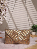 Gold Sequin Chevron Clutch Bag | Beaded Evening Envelope Purse (Handmade)