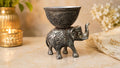German Silver Elephant Urli Bowl | Handcrafted Embossed Indian Home Decor
