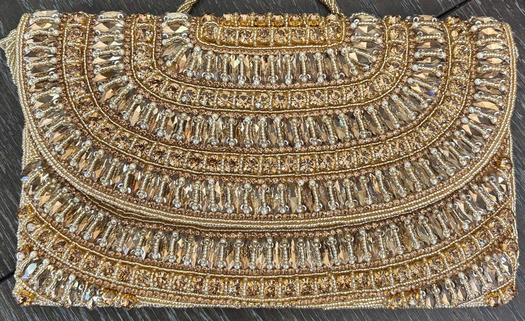 Gold Crystal Clutch | Rhinestone Embellished Evening Bag | Bridal Purse