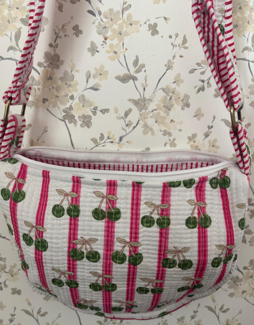 Quilted Cotton Crossbody Bag, Artisan Block Printed Sling Purse