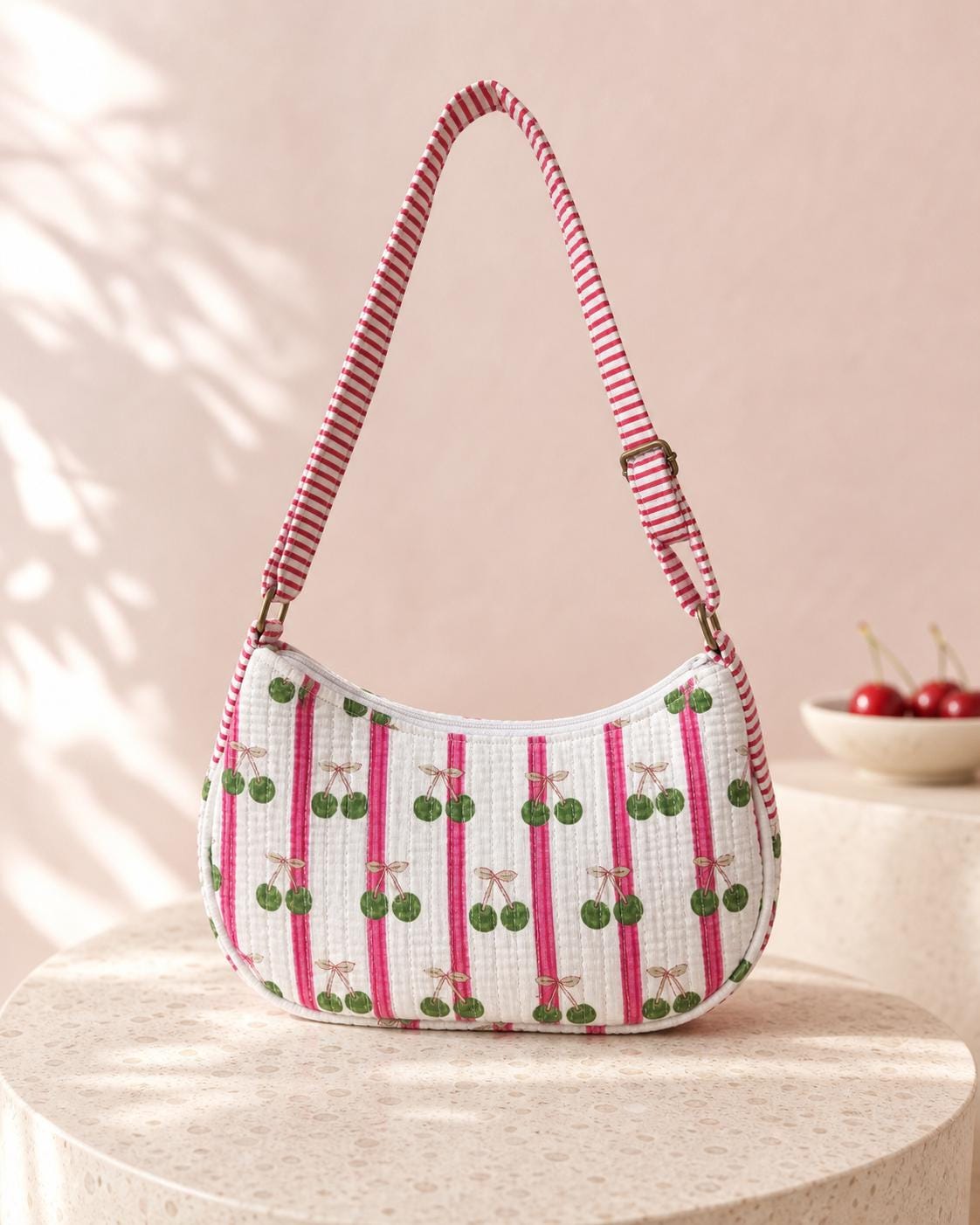 Quilted Cotton Crossbody Bag, Artisan Block Printed Sling Purse