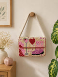 Beaded Shoulder Bag | Cocktail, Cowboy Boots, Heart Design | Glass Seed Beads Purse