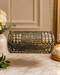 Handmade Round Gold Clutch Bag | Vintage Metal Evening Purse | Indian Bridal Clutch | Gift for Women