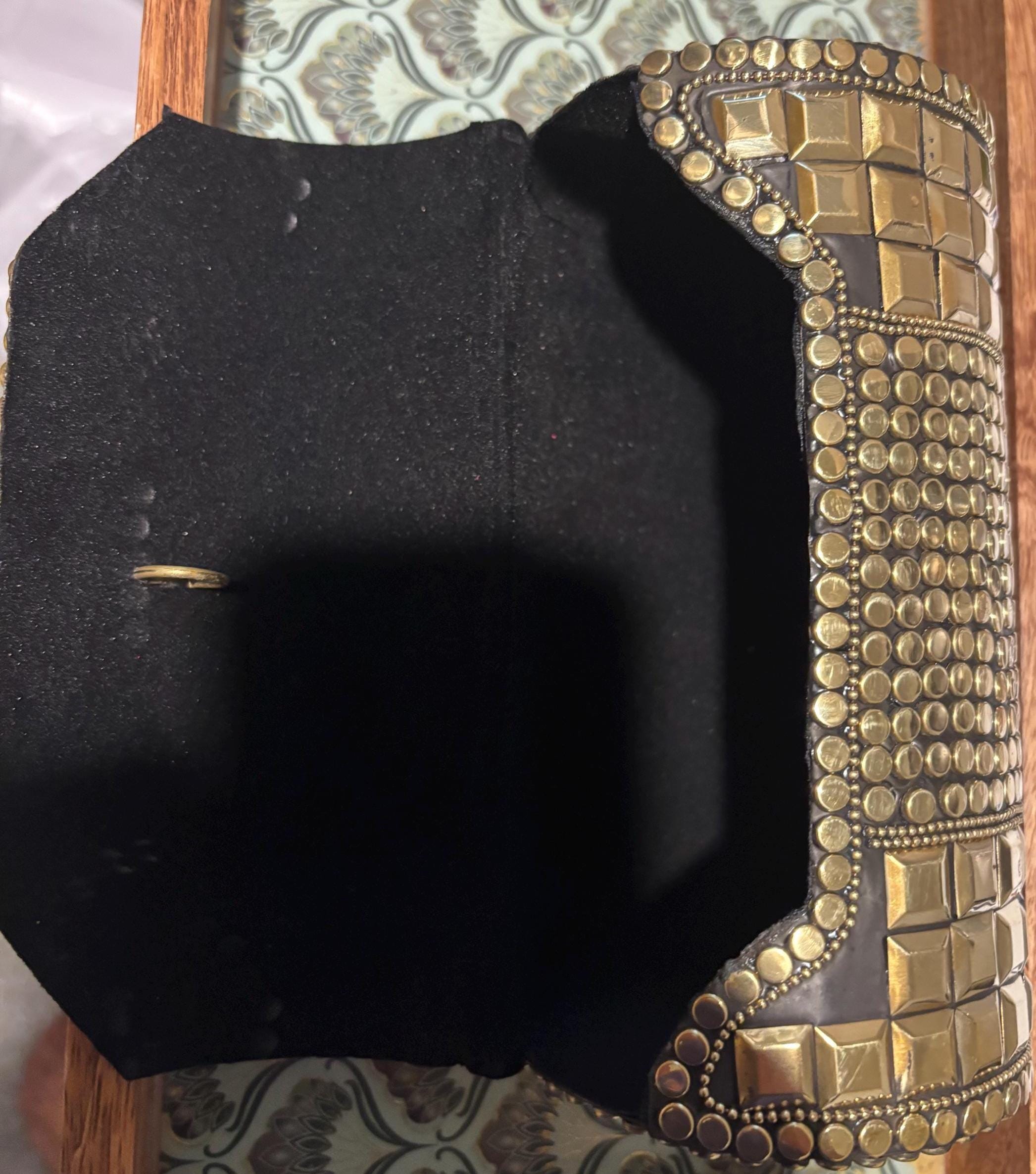 Handmade Round Gold Clutch Bag | Vintage Metal Evening Purse | Indian Bridal Clutch | Gift for Women