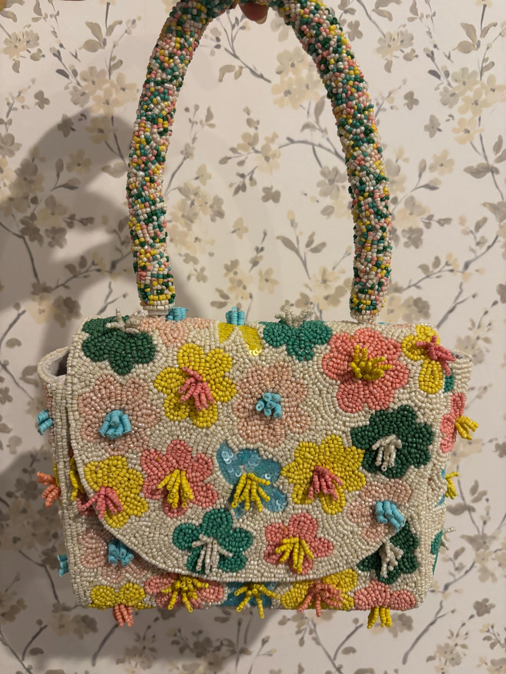 Colorful Floral Handmade Beaded Shoulder Bag | 3D Flower Seed Bead Purse | Statement Handbag | Cute Spring & Summer Bag | Gift for Her
