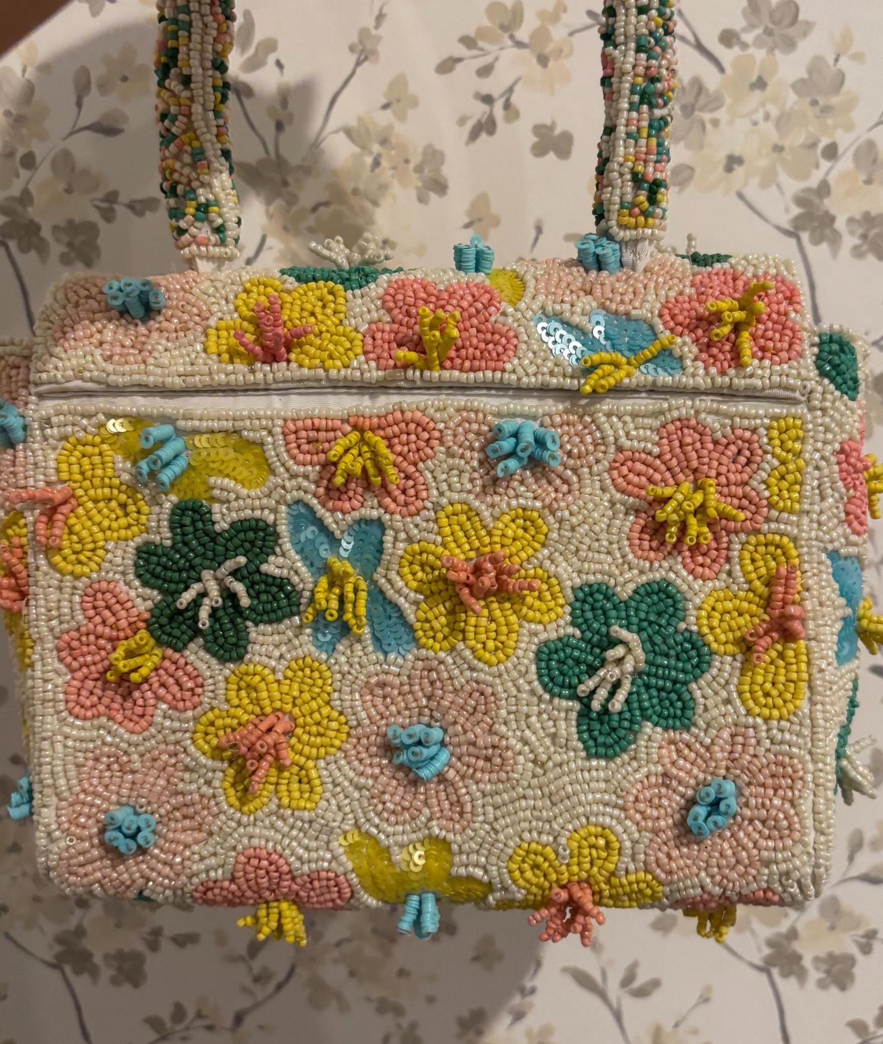 Colorful Floral Handmade Beaded Shoulder Bag | 3D Flower Seed Bead Purse | Statement Handbag | Cute Spring & Summer Bag | Gift for Her