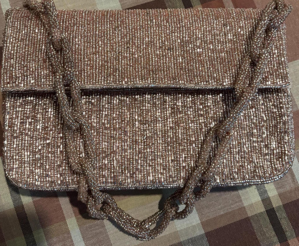 Rose Gold Beaded Evening Bag | Handmade Shoulder Purse | Sparkly Cocktail Handbag | Bridal Party Clutch | Wedding & Formal Occasion Bag