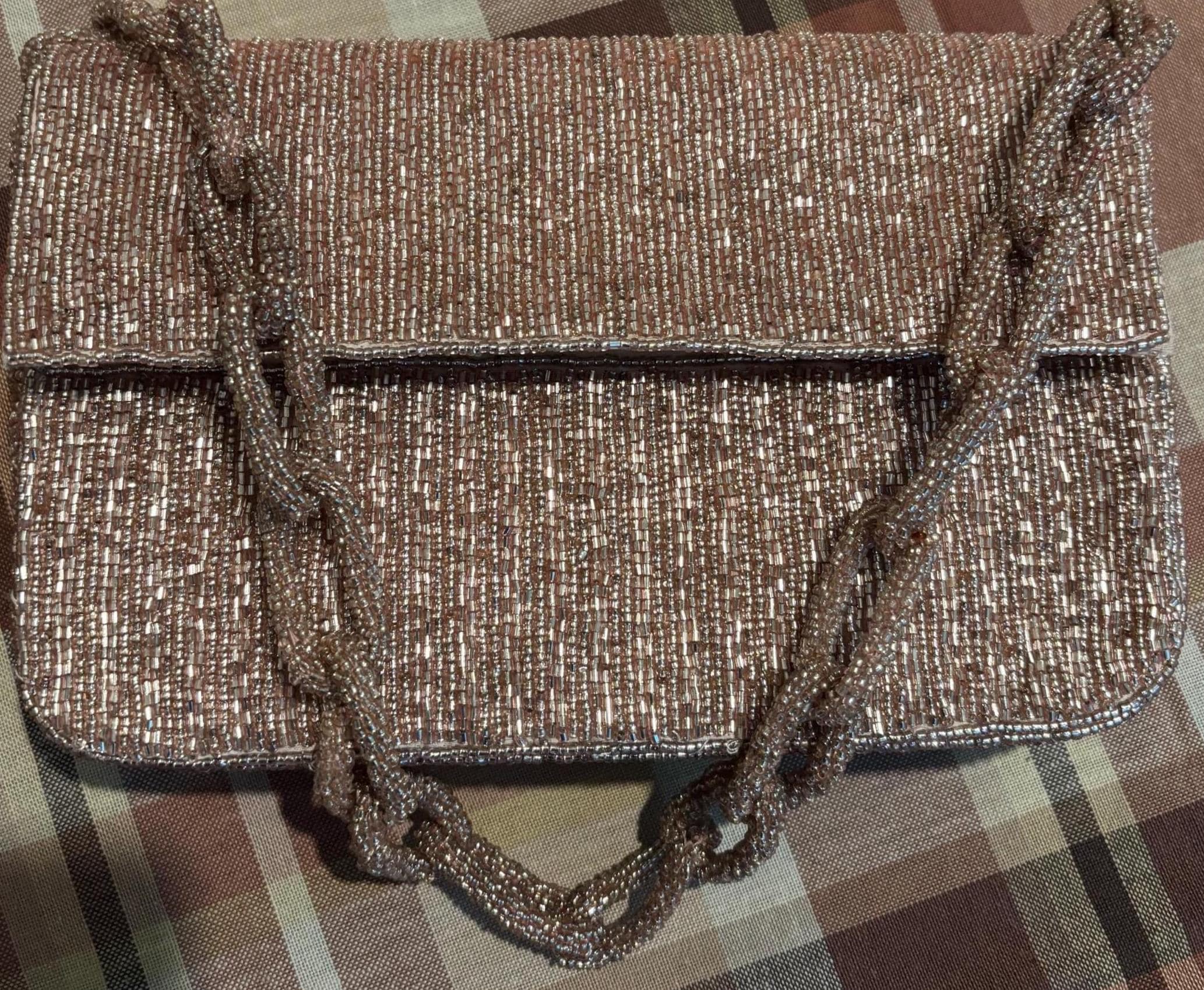 Rose Gold Beaded Evening Bag | Handmade Shoulder Purse | Sparkly Cocktail Handbag | Bridal Party Clutch | Wedding & Formal Occasion Bag