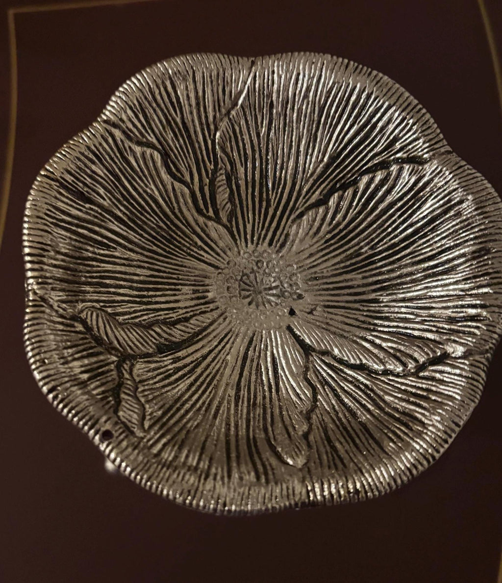 German Silver Elephant Urli leaf Bowl | Handcrafted Embossed Indian Home Decor