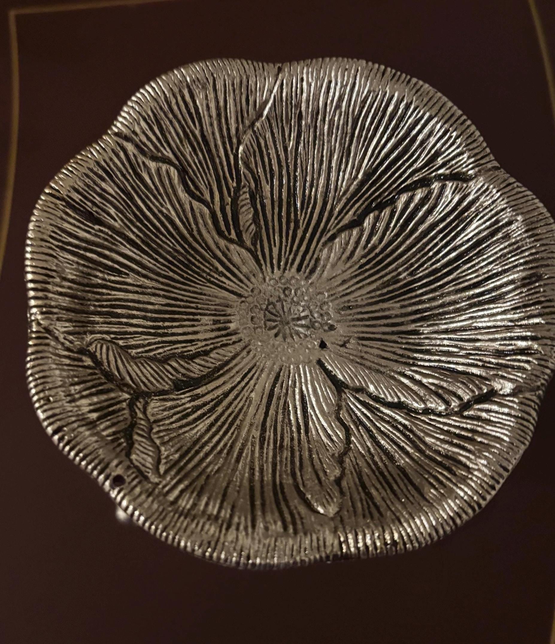 German Silver Elephant Urli leaf Bowl | Handcrafted Embossed Indian Home Decor