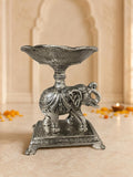 German Silver Elephant Urli leaf Bowl | Handcrafted Embossed Indian Home Decor