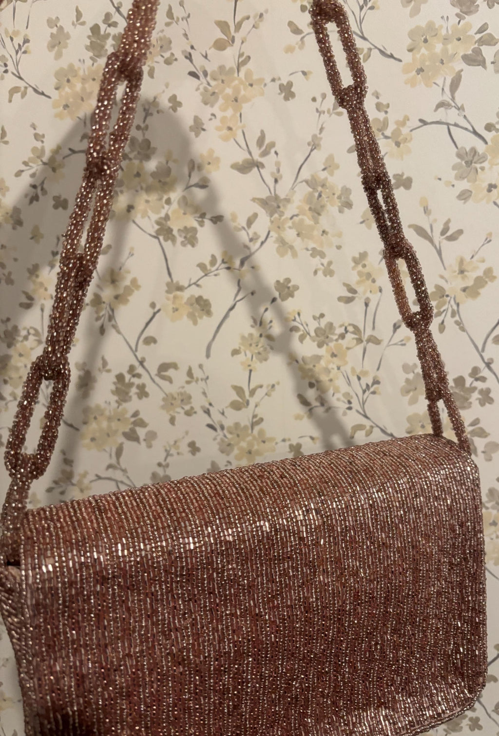 Rose Gold Beaded Evening Bag | Handmade Shoulder Purse | Sparkly Cocktail Handbag | Bridal Party Clutch | Wedding & Formal Occasion Bag