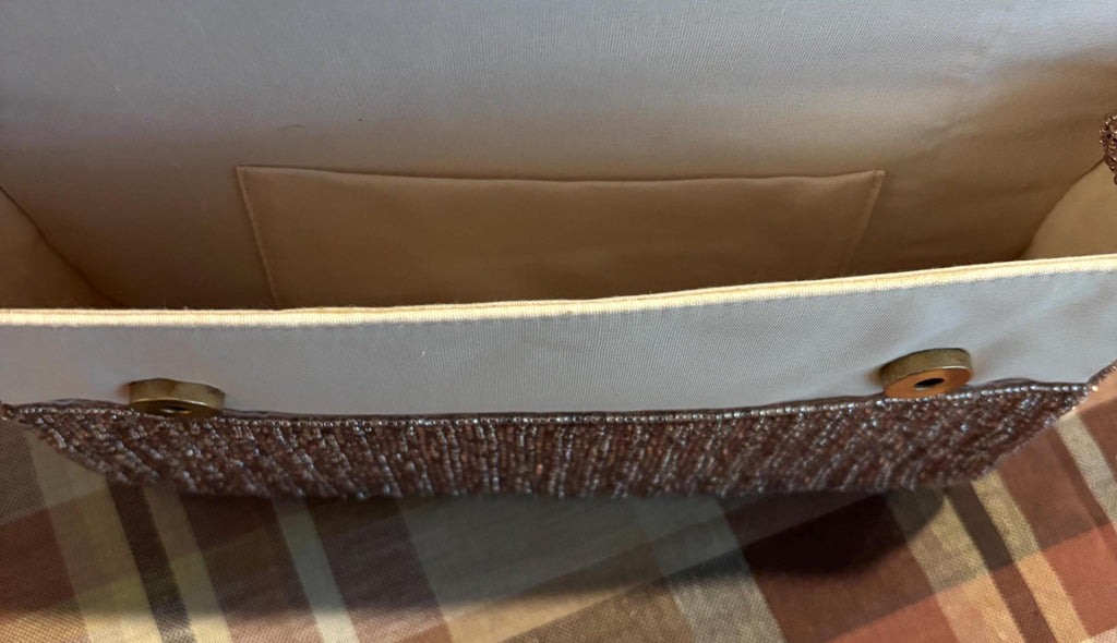 Rose Gold Beaded Evening Bag | Handmade Shoulder Purse | Sparkly Cocktail Handbag | Bridal Party Clutch | Wedding & Formal Occasion Bag