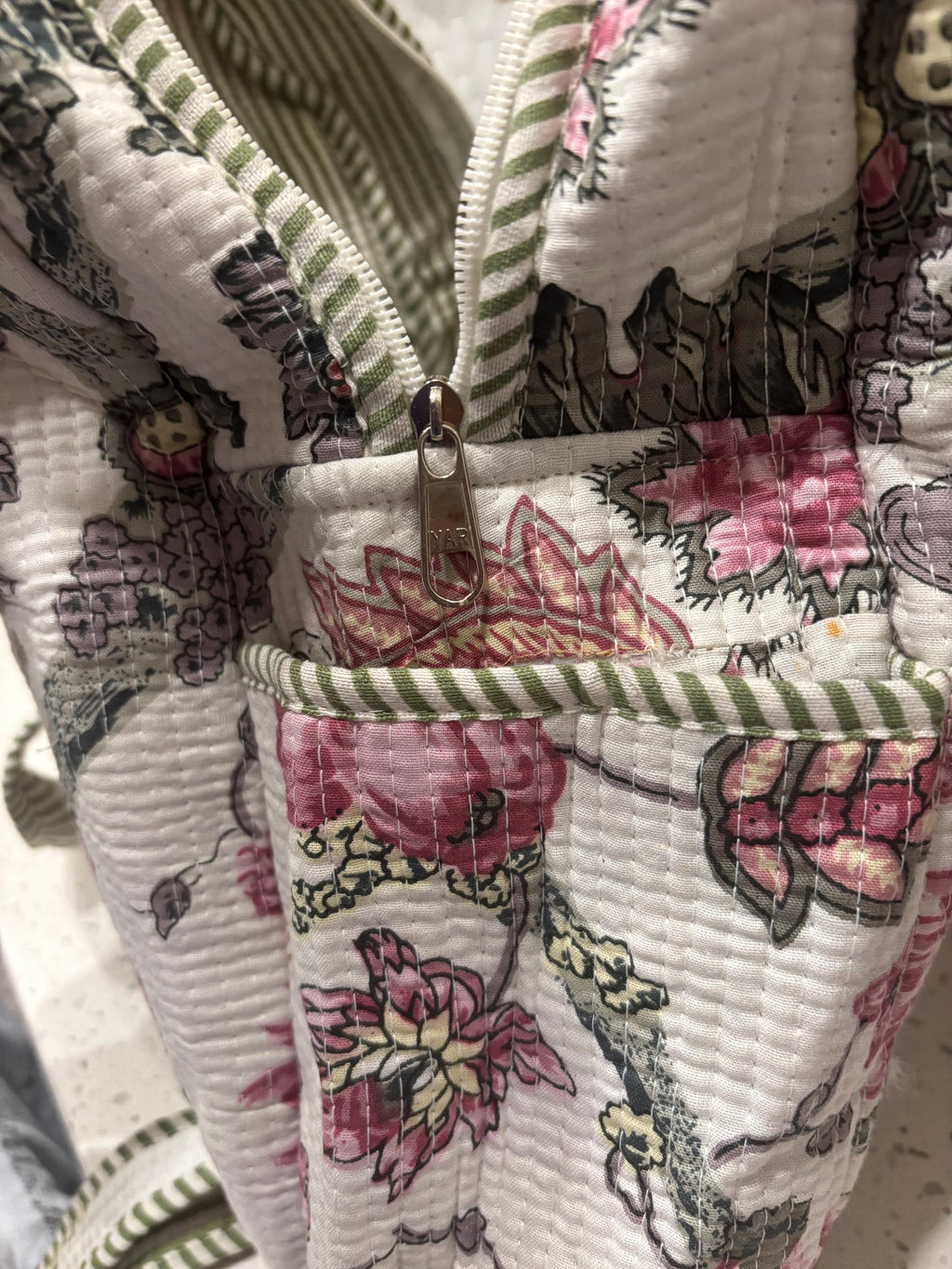 Floral Quilted Cotton Backpack, Boho Travel Daypack, Lightweight Everyday Bag