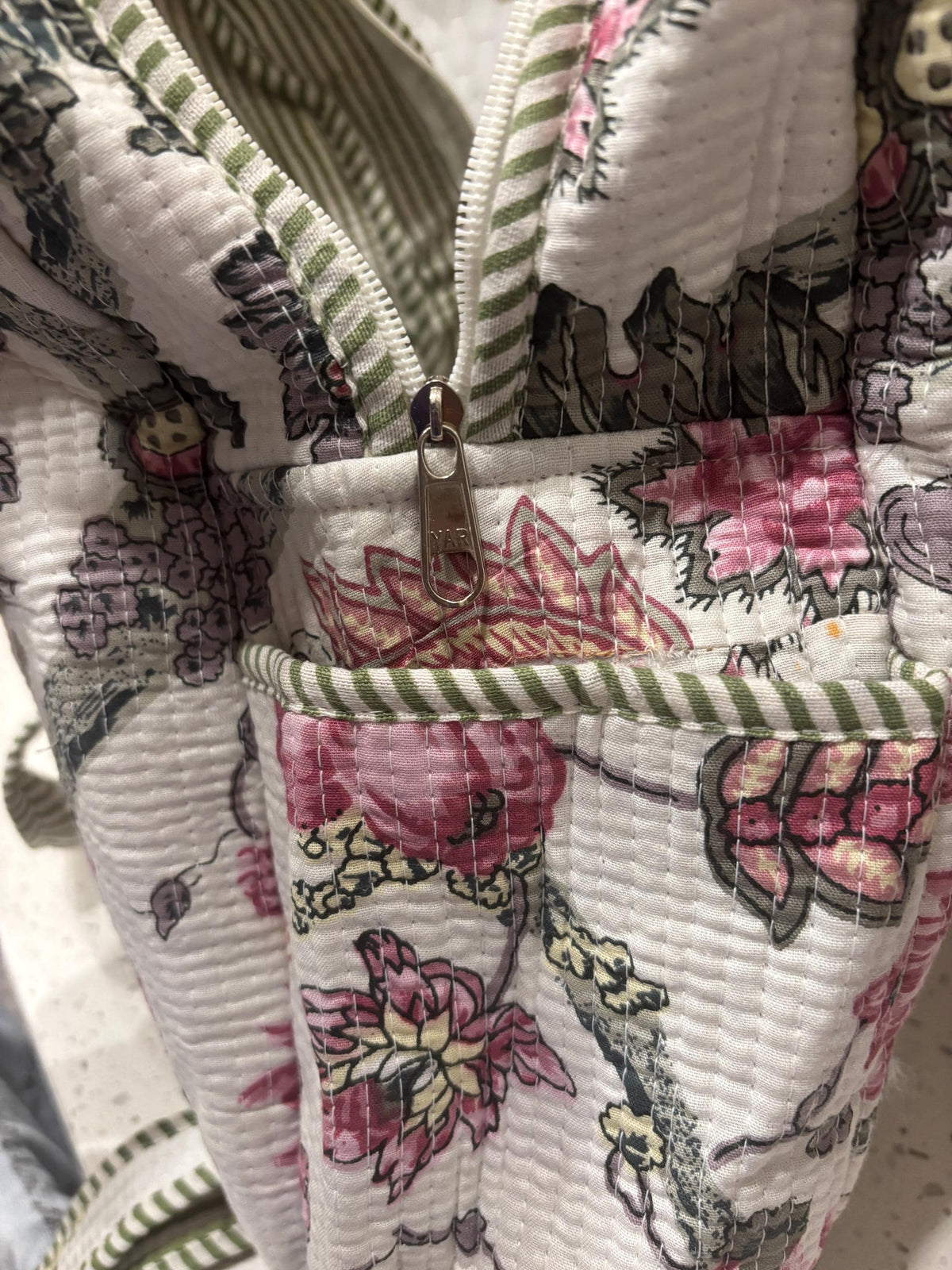 Floral Quilted Cotton Backpack, Boho Travel Daypack, Lightweight Everyday Bag
