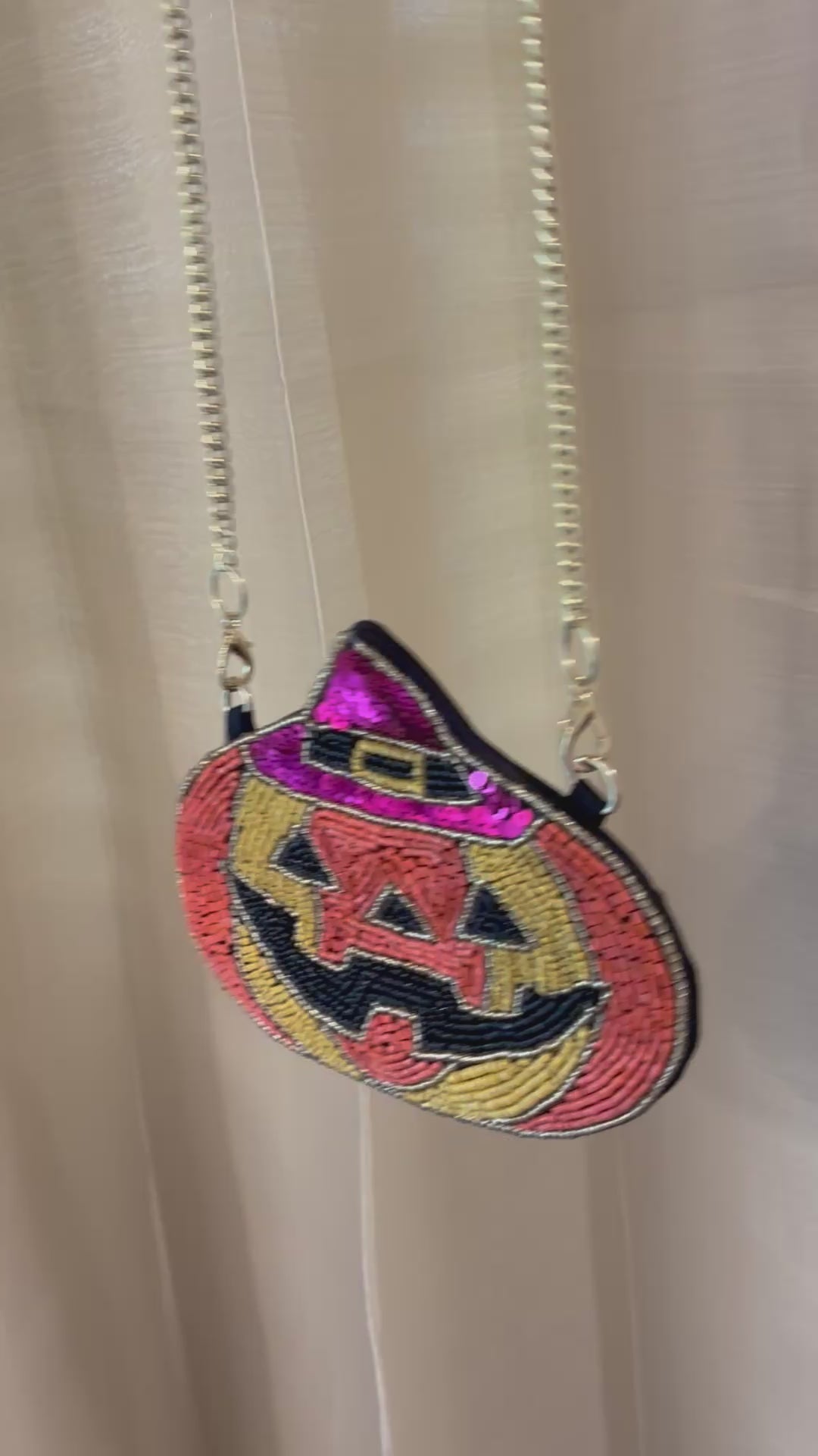 Halloween Beaded Pumpkin Purse,Halloween Crossbody Bag, Spooky Gift for Her- 6*5 inches approx