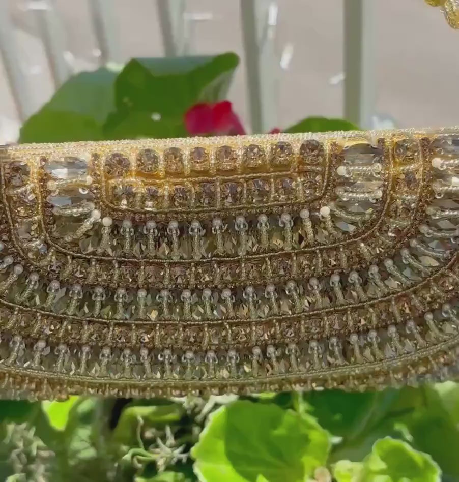 Gold Crystal Clutch | Rhinestone Embellished Evening Bag | Bridal Purse