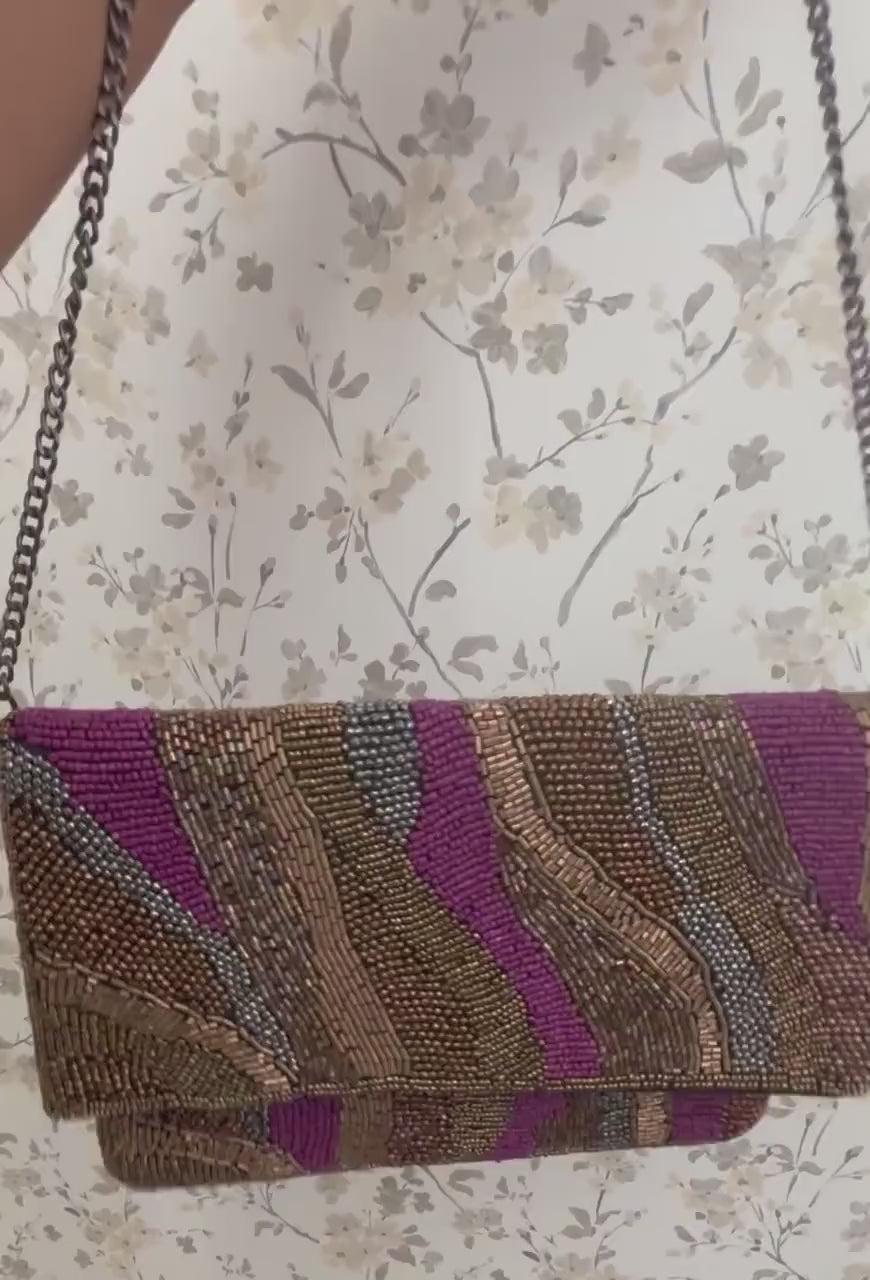 Handmade Beaded Clutch Bag | Multicolor Evening Purse | Wedding Party Envelope Clutch | Bridal & Bridesmaid Gift